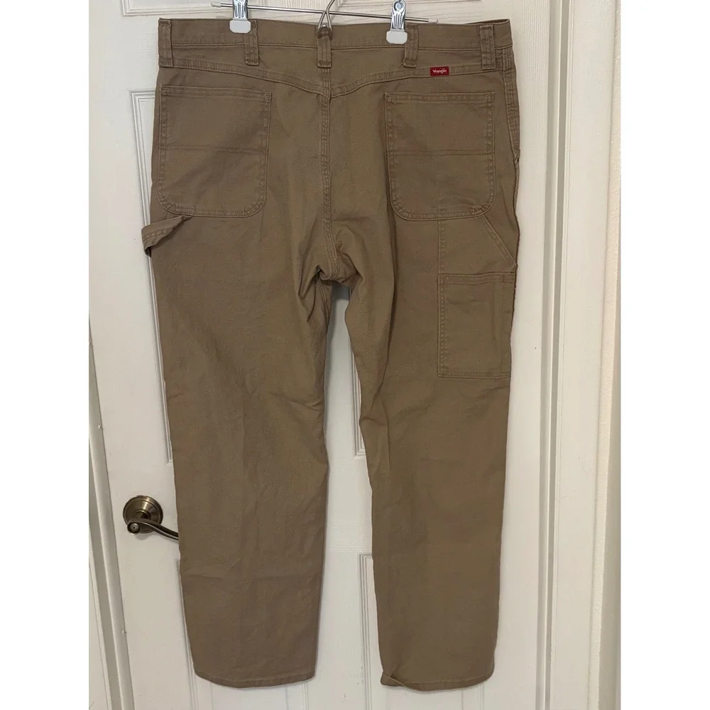 Wrangler Riggs Workwear Mens 40x32 Tan Khaki Carpenter Pants Canvas Utility EUC
